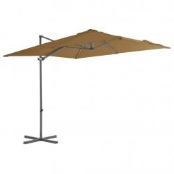 Parasol de jardin en porte-à-faux avec mât en acier taupe