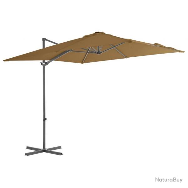 Parasol de jardin en porte--faux avec mt en acier taupe