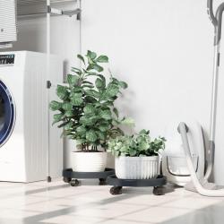 Chariots à plantes avec roues 2 pcs gris diamètre 34 cm 35 kg