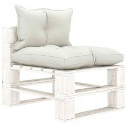 Canapé palette de milieu de jardin avec coussins beige Bois