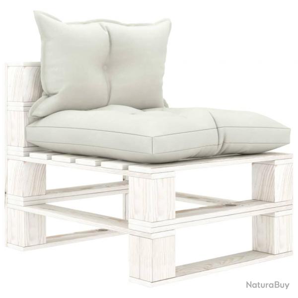 Canap palette de milieu de jardin avec coussins beige Bois