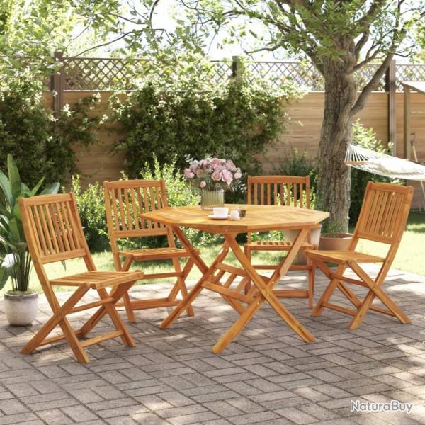 Ensemble  manger de jardin pliable 5 pcs bois massif d'acacia