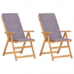 Chaises inclinables de jardin lot de 2 Bois solide d'acacia