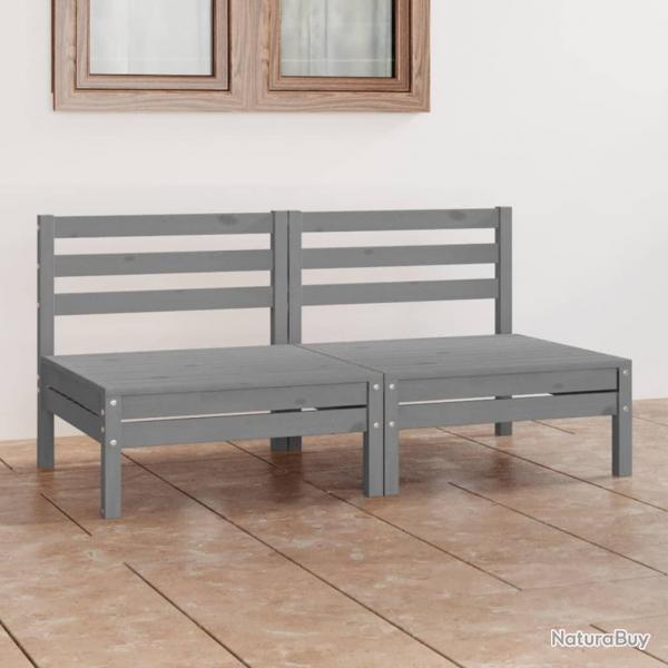 Canap  2 places de jardin Gris Bois de pin solide