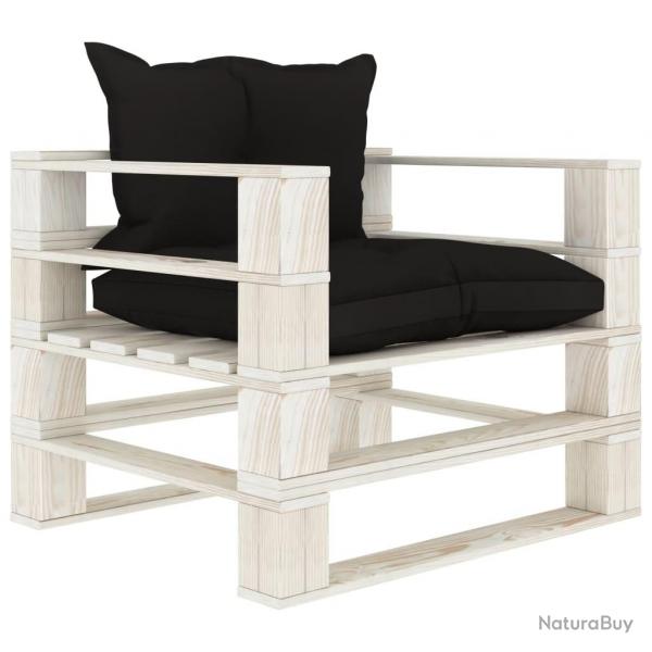 Canap palette de jardin avec coussins noir Bois