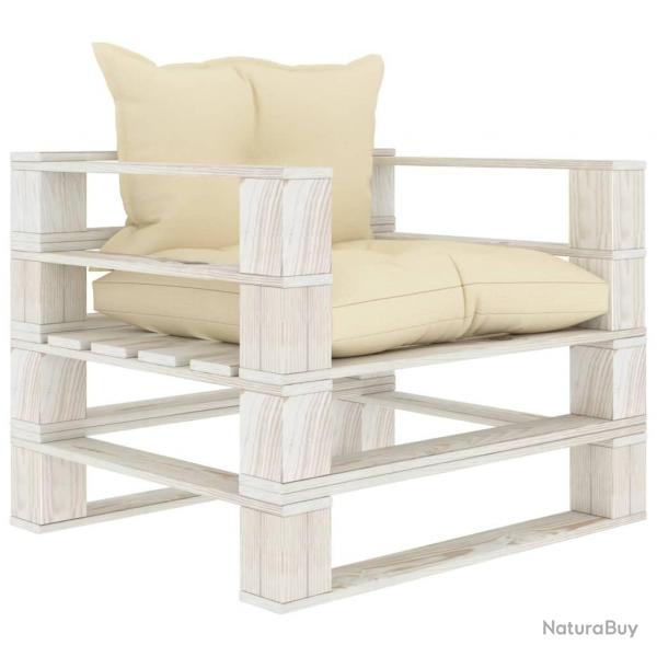 Canap palette de jardin avec coussins crme Bois