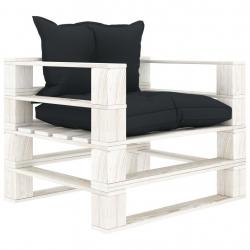 Canapé palette de jardin avec coussins anthracite Bois