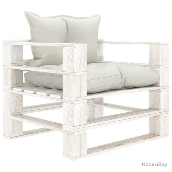 Canap palette de jardin avec coussins beige Bois