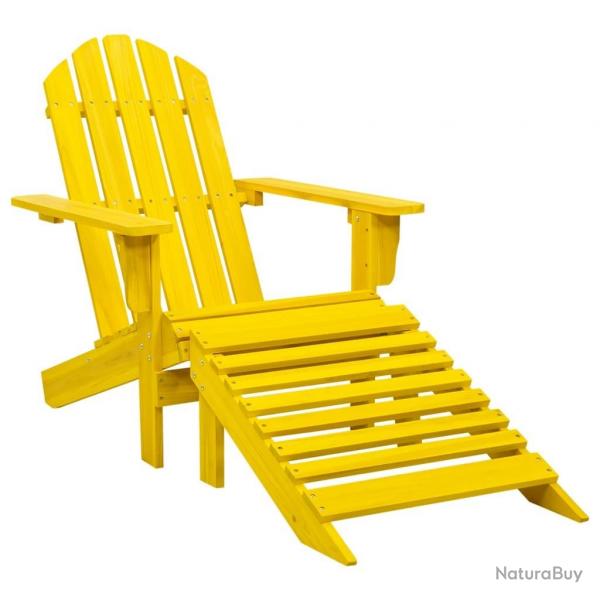 Chaise de jardin Adirondack avec pouf bois de sapin jaune