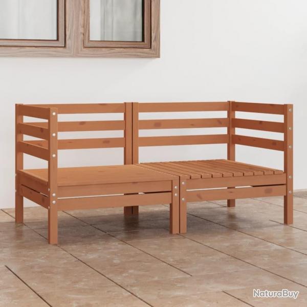 Canap  2 places de jardin Marron miel Bois de pin solide