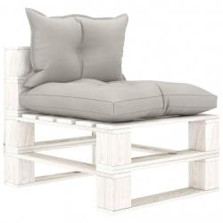 Canapé de milieu palette de jardin avec coussins taupe Bois