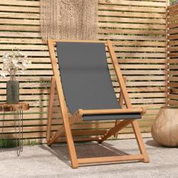Chaise de plage pliable Bois de teck solide Gris