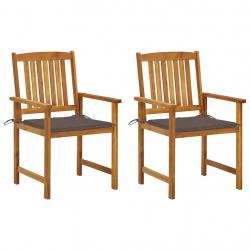 Chaises de jardin avec coussins lot de 2 Bois d'acacia massif