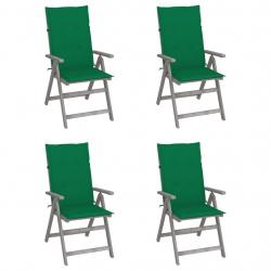 Chaises inclinables de jardin lot de 4 et coussins Bois acacia