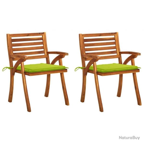 Chaises  manger de jardin avec coussins lot de 2 Acacia massif