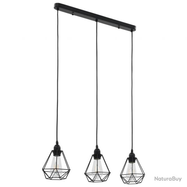 Plafonnier avec design de diamant Noir 3 ampoules E27