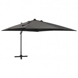 Parasol de jardin en porte-à-faux avec mât et lumières LED