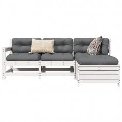 Salon de jardin 4 pcs blanc bois de pin massif