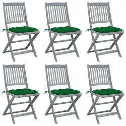 Chaises pliables d'extérieur lot de 6 et coussins Bois d'acacia