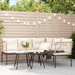Canapé de jardin avec coussins forme de L noir acier textilène