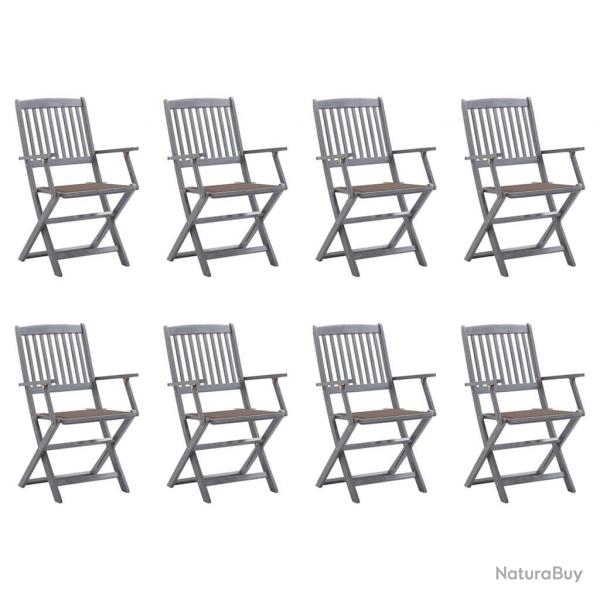 Chaises pliables d'extrieur lot de 8 et coussins Bois d'acacia