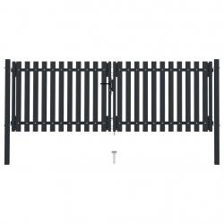 Portail de clôture à double porte Acier 306x125 cm Anthracite