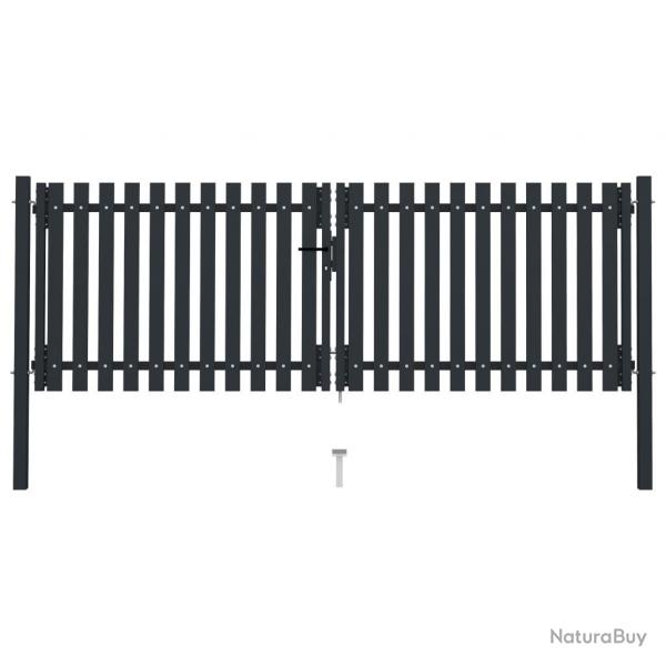 Portail de clture  double porte Acier 306x125 cm Anthracite