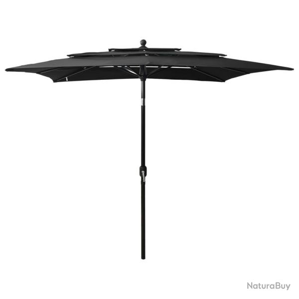 Parasol de jardin  3 niveaux avec mt en aluminium noir
