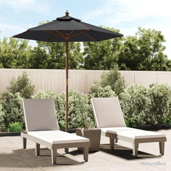 Parasol de jardin avec mt en bois noir 196x231 cm