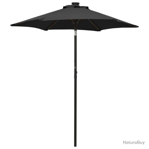 Parasol de jardin avec lumires LED noir 200x211 cm aluminium