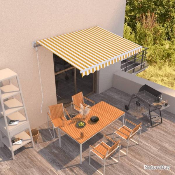 Auvent rtractable automatique 350x250 cm Jaune et blanc
