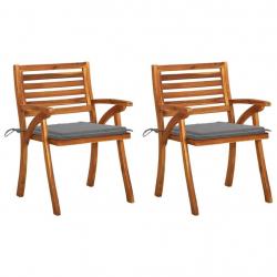 Chaises à manger de jardin avec coussins lot de 2 Acacia massif