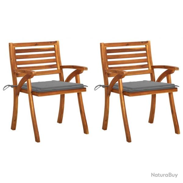 Chaises  manger de jardin avec coussins lot de 2 Acacia massif