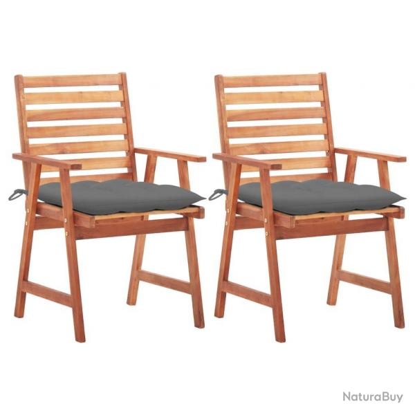 Chaises  manger d'extrieur lot de 2 et coussins Acacia massif