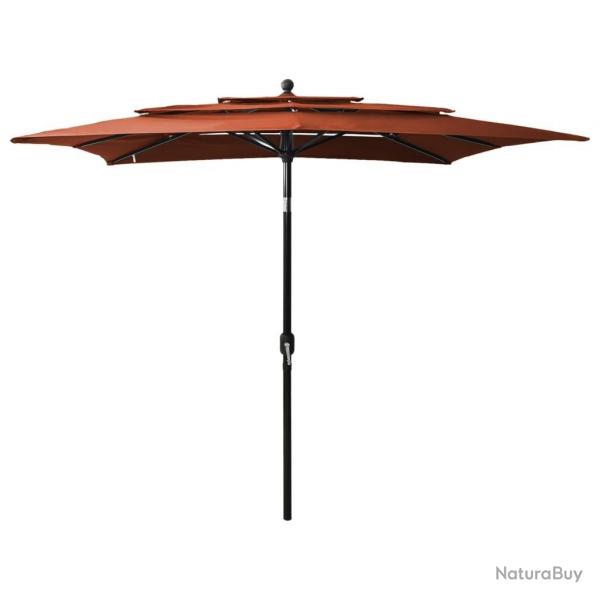 Parasol de jardin  3 niveaux avec mt en aluminium terre cuite