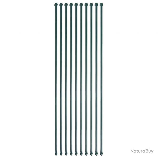 Poteau de jardin 10 pcs 1,5 m Mtal Vert