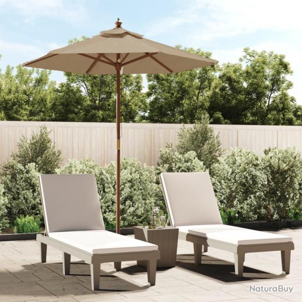 Parasol de jardin avec mt en bois taupe 196x231 cm