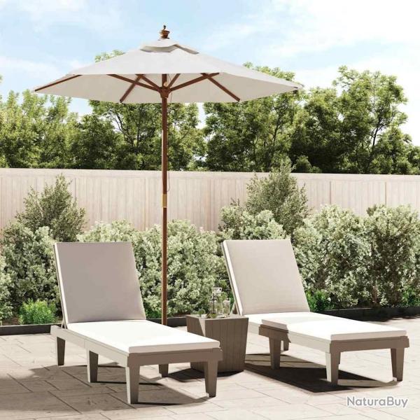 Parasol de jardin avec mt en bois sable 196x231 cm
