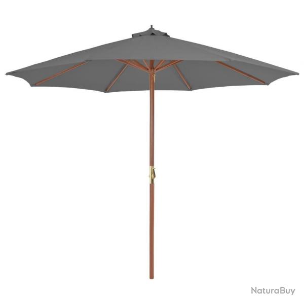 Parasol d'extrieur avec mt en bois 300 cm anthracite