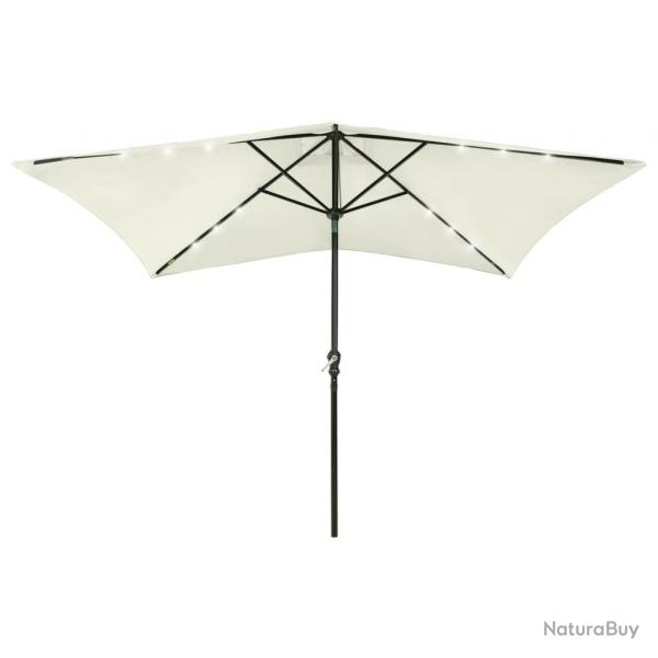 Parasol de jardin avec LED et mt en acier sable 2x3 m