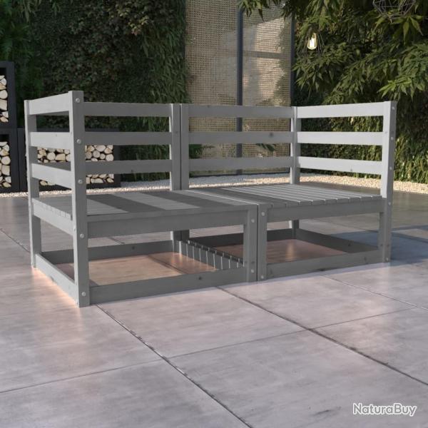 Canap  2 places de jardin Gris Bois de pin solide