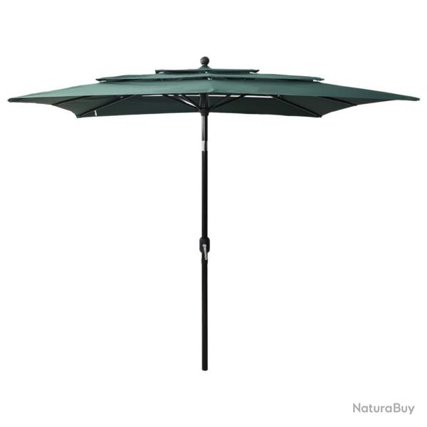 Parasol de jardin  3 niveaux avec mt en aluminium vert