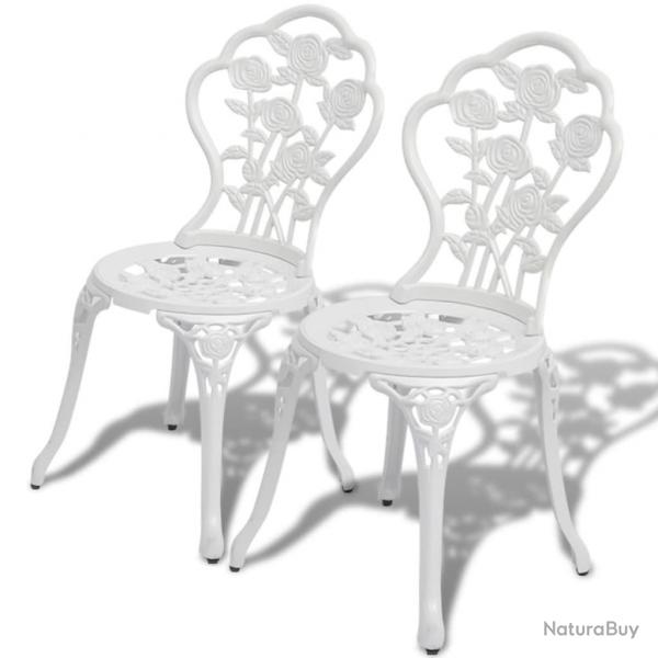 Chaises de bistro lot de 2 Aluminium coul Blanc