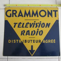 Tôle publicitaire Grammont Télévision-Radio 1953