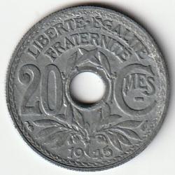 Pièce De Monnaie France - 20 centimes Lindauer 1945 Gouvernement Provisoire
