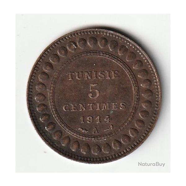 Pice de Monnaie TUNISIE - PROTECTORAT FRANAIS 5 Centimes 1914 Paris