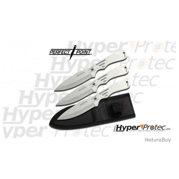 Ensemble de 3 couteaux de lancer Perfect Point Chrome spider