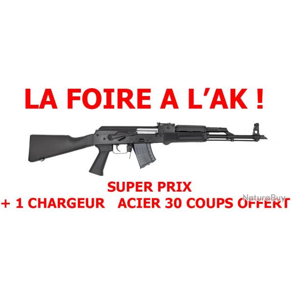 FOIRE A L'AK ! CARABINE WBP AK JACK SYNTHETIQUE CAL.7.62x39 + CHARGEUR 30 COUPS ACIER OFFERT