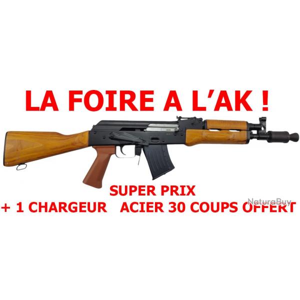 FOIRE A L'AK ! CARABINE WBP AK MINI JACK BOIS CAL.7.62x39 + CHARGEUR 30 COUPS ACIER OFFERT