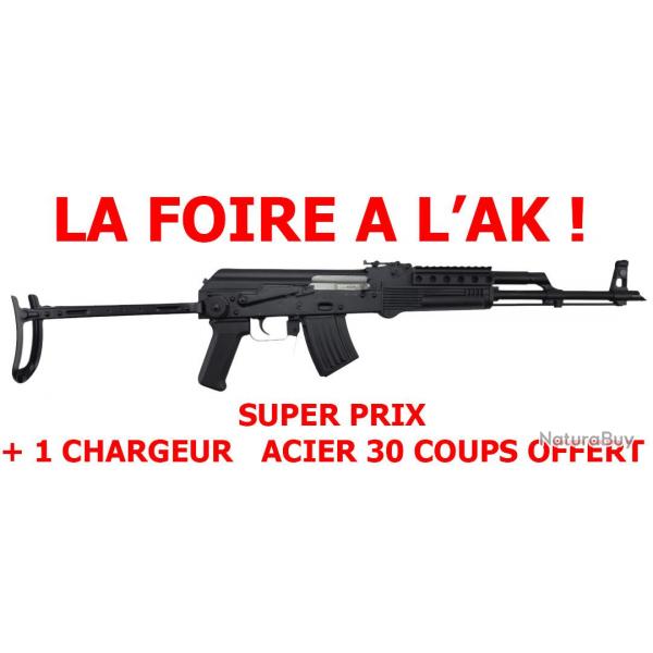 FOIRE A L'AK ! CARABINE WBP AK JACK SYNTHETIQUE CAL.7.62x39 CROSSE RABATABLE + CHARGEUR 30 COUPS ACI